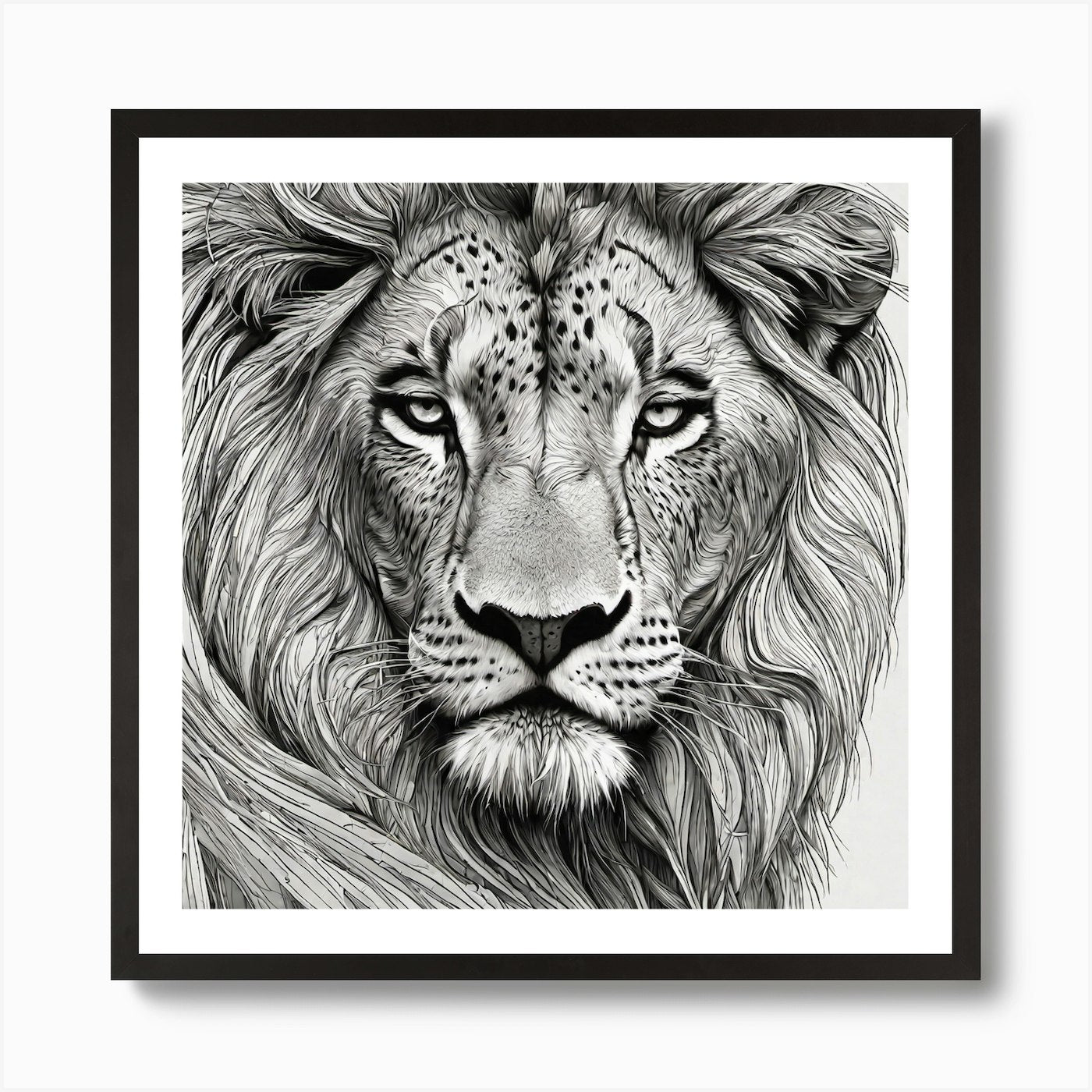 Lion Drawing Art Print Framed Wall Art Poster Canvas Print Picture
