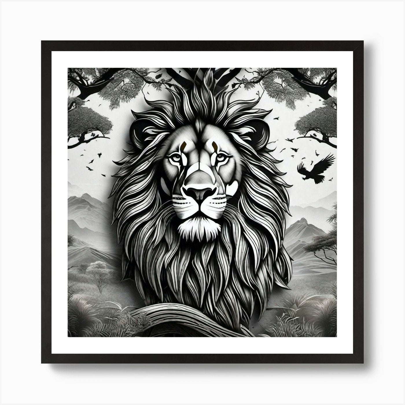 Lion In The Forest 60 Art Print Framed Wall Art Poster Canvas Print Picture