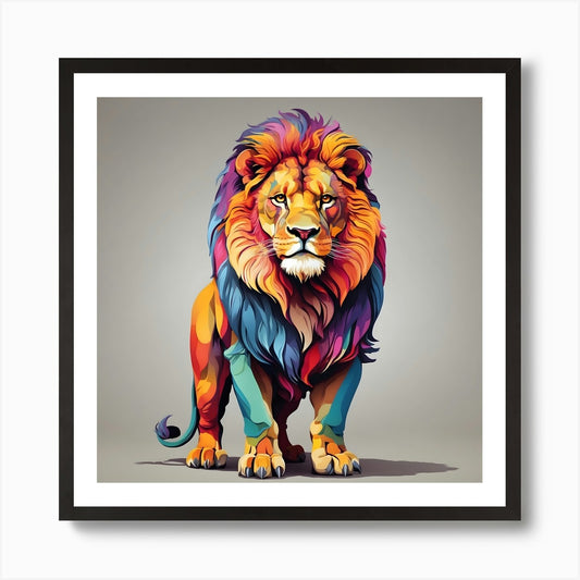 Colorful Lion 4 Art Print Framed Wall Art Poster Canvas Print Picture