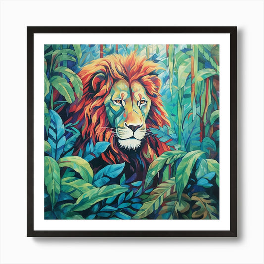 Armadiler Lion In A Jungle Full Bod Framed Wall Art Poster Canvas Print Picture
