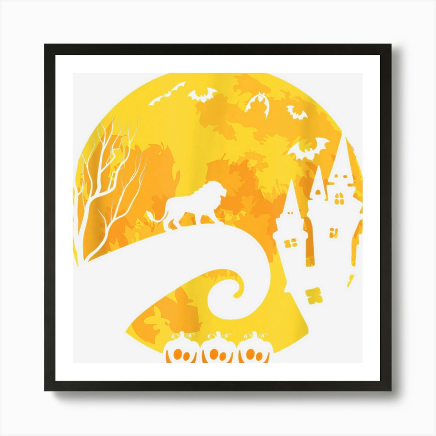 Lion Moon Funny Halloween Costume A Framed Wall Art Poster Canvas Print Picture