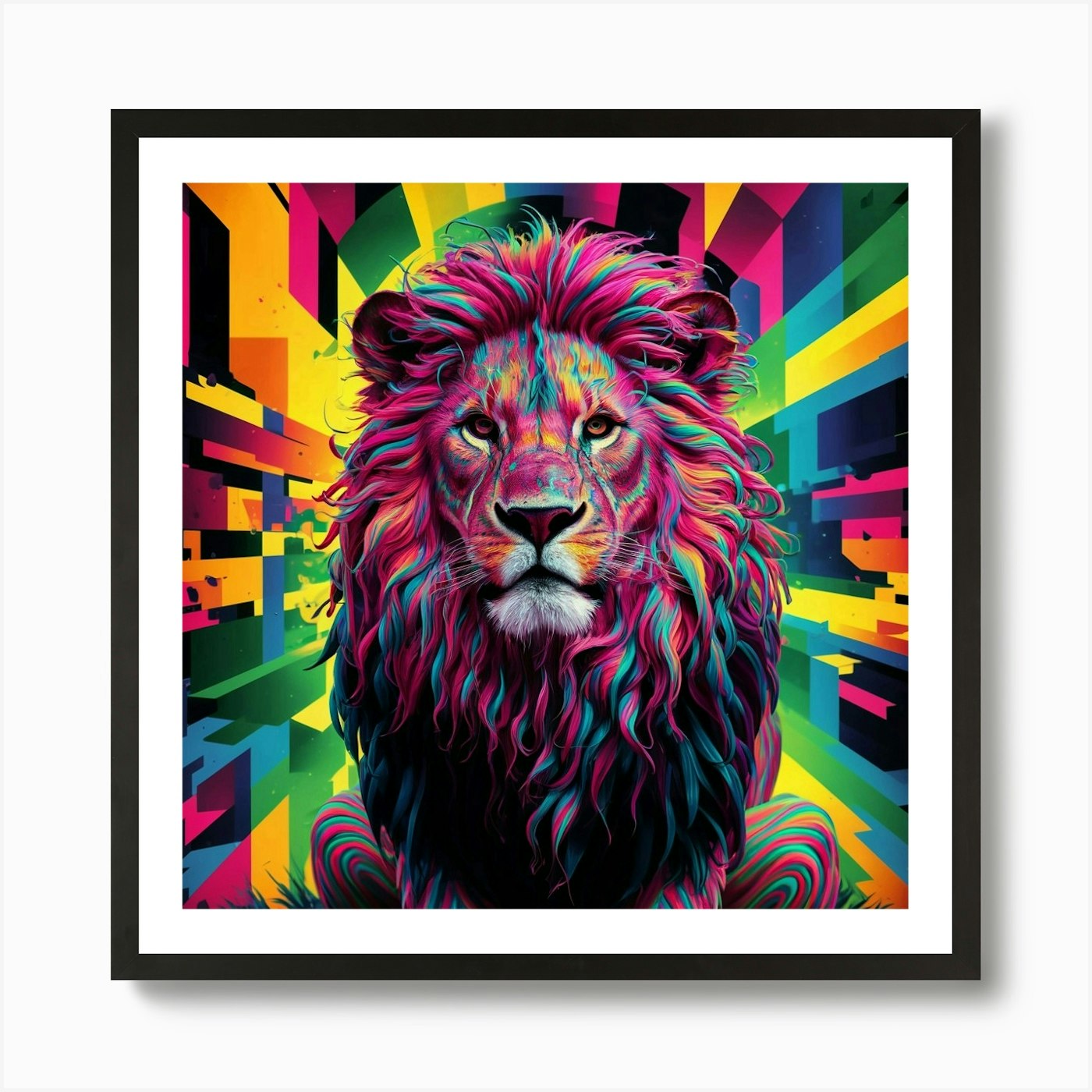 Psychedelic Lion 1 Art Print Framed Wall Art Poster Canvas Print Picture