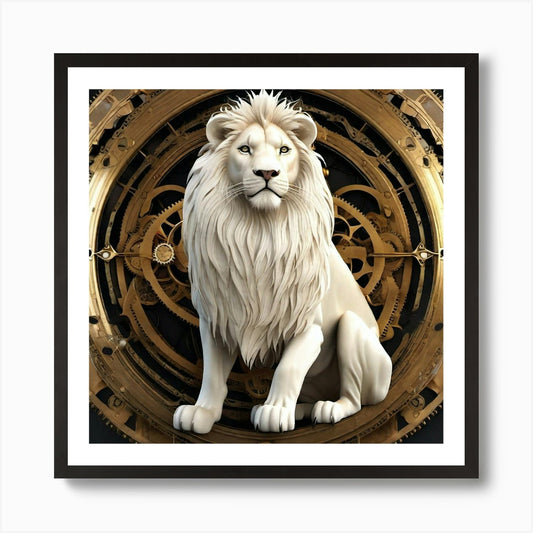 Clockwork Lion Art Print Framed Wall Art Poster Canvas Print Picture