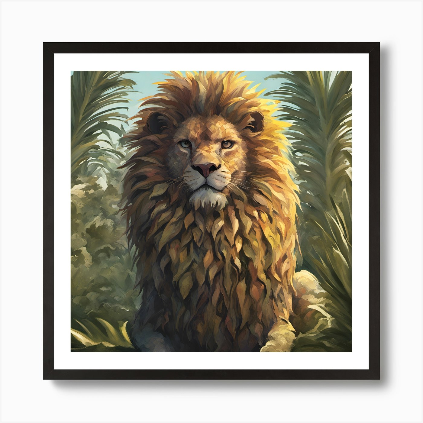 Nanapple Lion Art Print Framed Wall Art Poster Canvas Print Picture