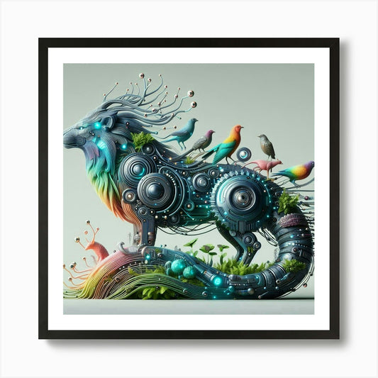 Augmented Lion Art Print Framed Wall Art Poster Canvas Print Picture