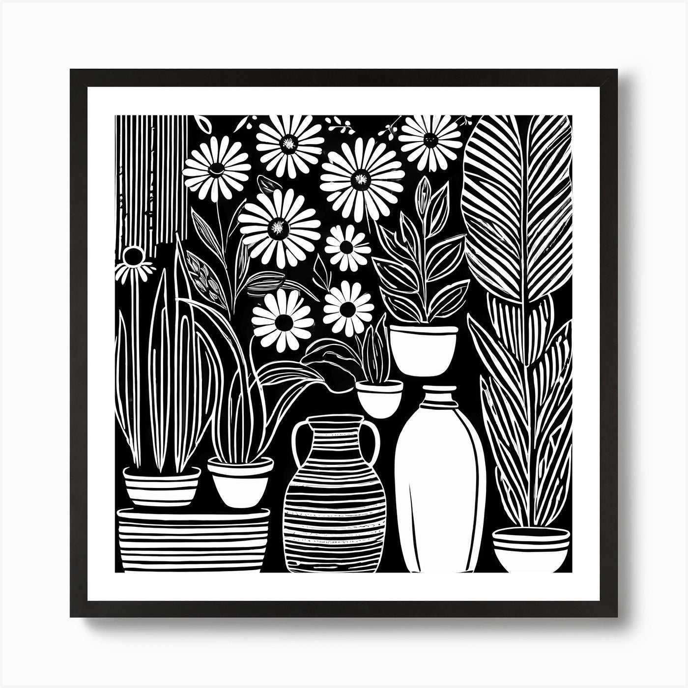 Lion cut inspired Black and white G Framed Wall Art Poster Canvas Print Picture