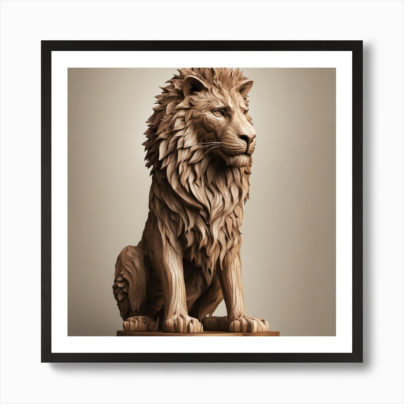 Lion Sculpture Art Print Framed Wall Art Poster Canvas Print Picture