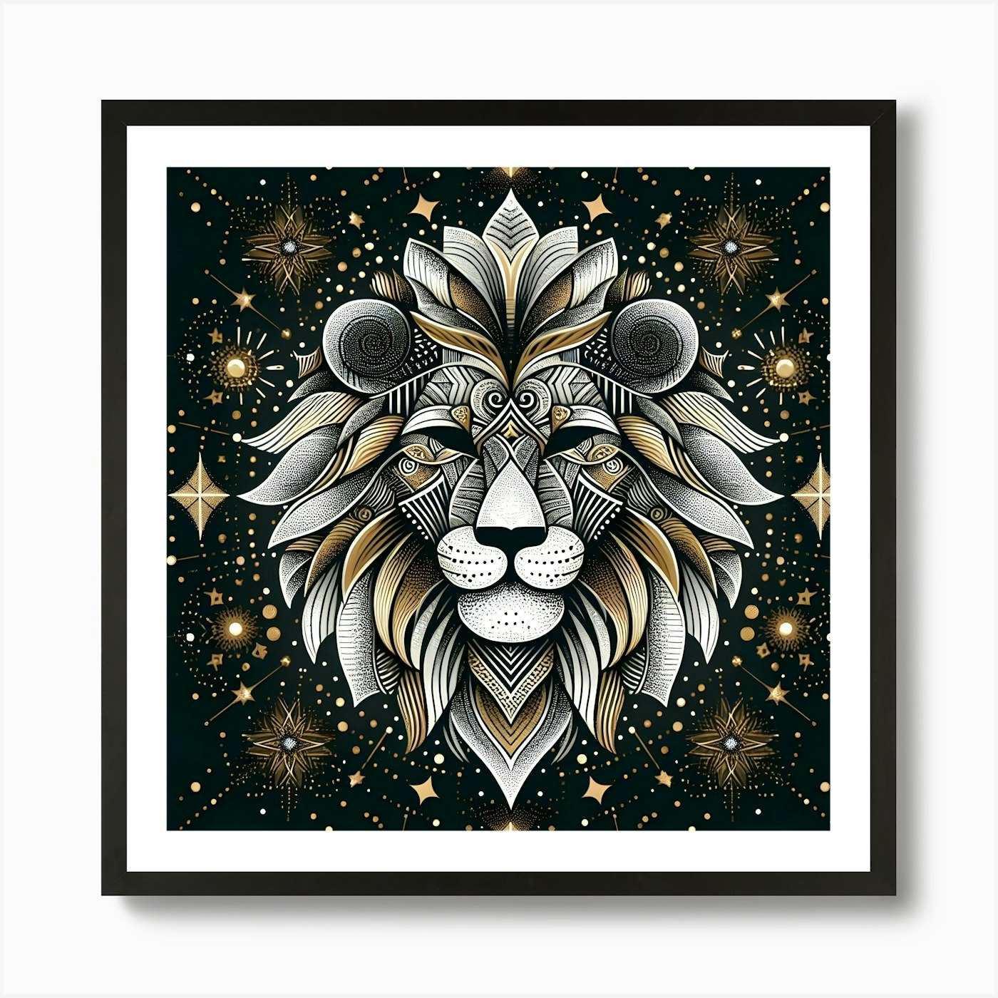 Lion Head 1 Art Print Framed Wall Art Poster Canvas Print Picture