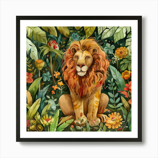 Lion In The Jungle 5 Art Print Framed Wall Art Poster Canvas Print Picture