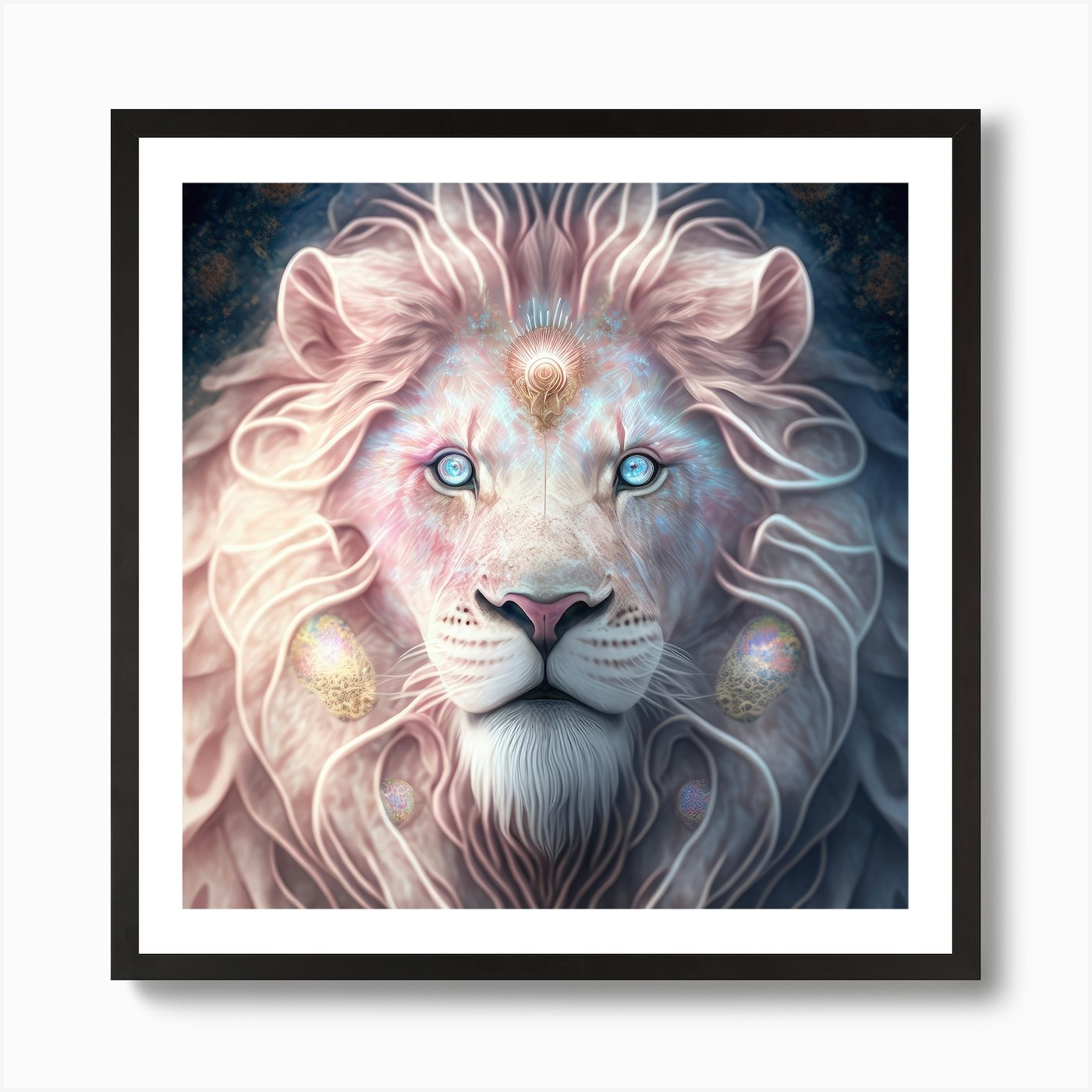 Pink Diamond Lion Art Print Framed Wall Art Poster Canvas Print Picture