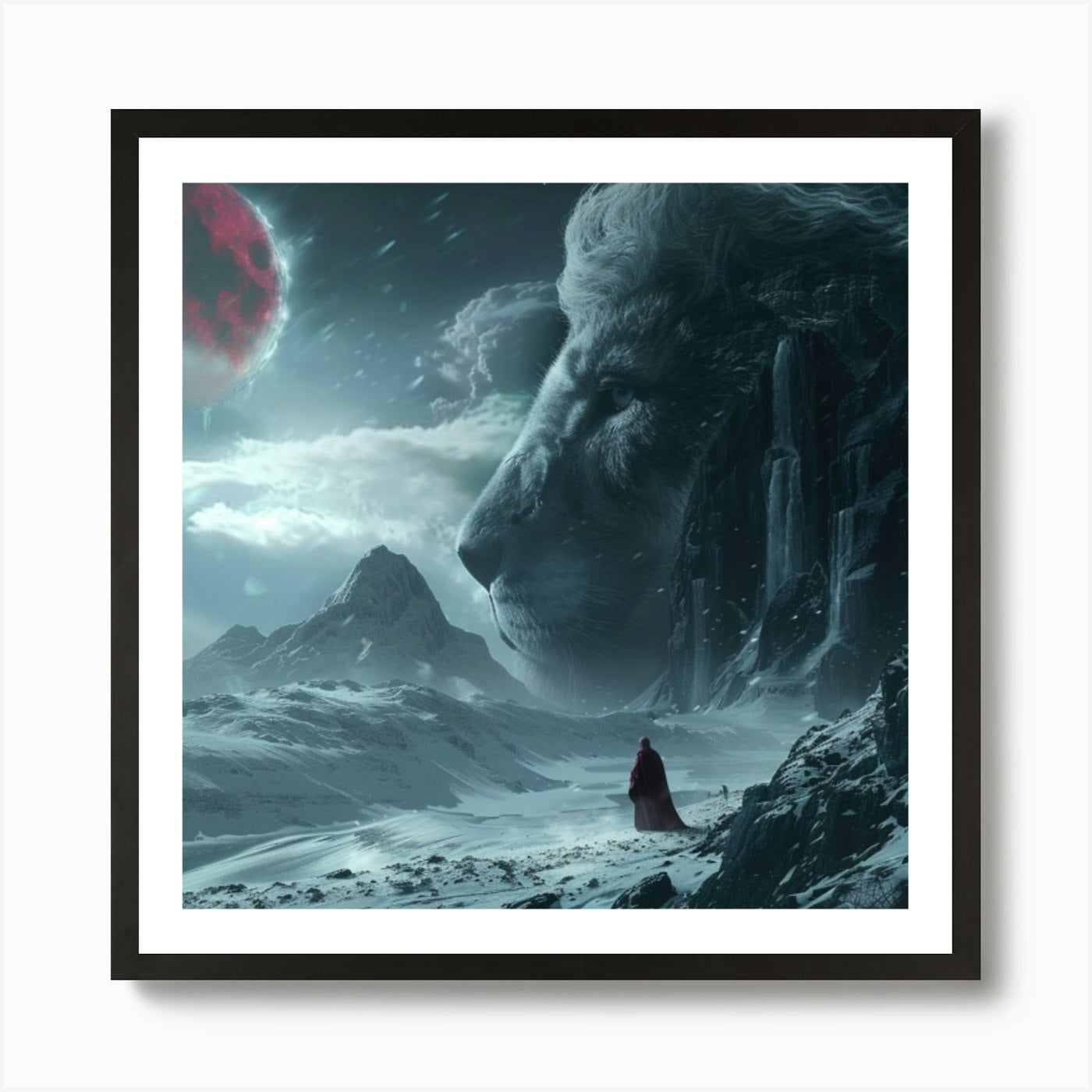 Wolf And Lion Art Print Framed Wall Art Poster Canvas Print Picture