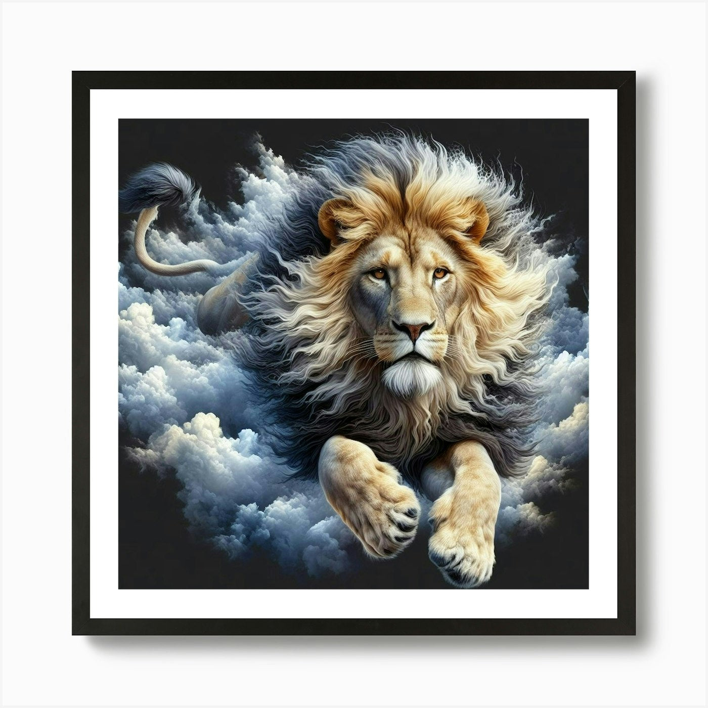 Lion In The Clouds Art Print Framed Wall Art Poster Canvas Print Picture