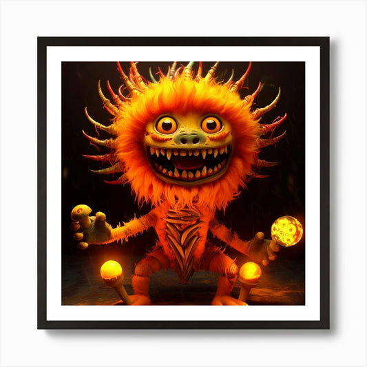 Lion With Glowing Eyes Art Print Framed Wall Art Poster Canvas Print Picture