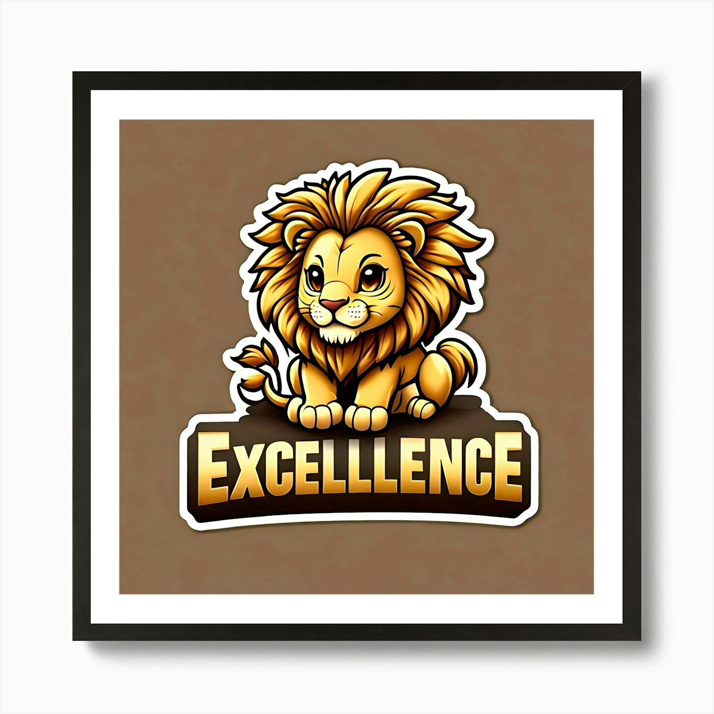 Excellence Lion Art Print Framed Wall Art Poster Canvas Print Picture