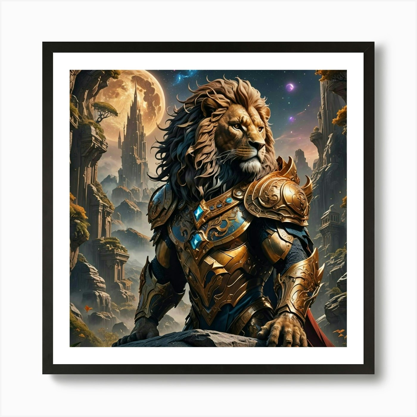 Lion Of The Forest Art Print Framed Wall Art Poster Canvas Print Picture