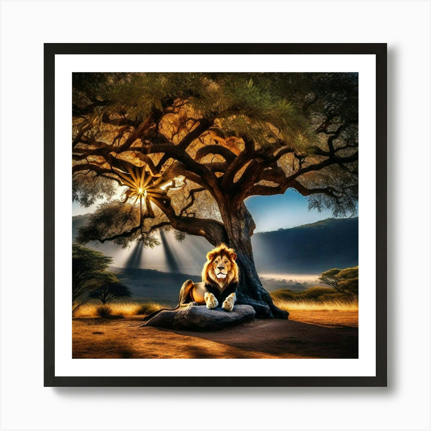 Lion Under The Tree 13 Art Print Framed Wall Art Poster Canvas Print Picture