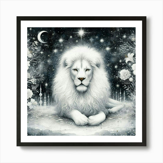 Lion In The Snow 3 Art Print Framed Wall Art Poster Canvas Print Picture