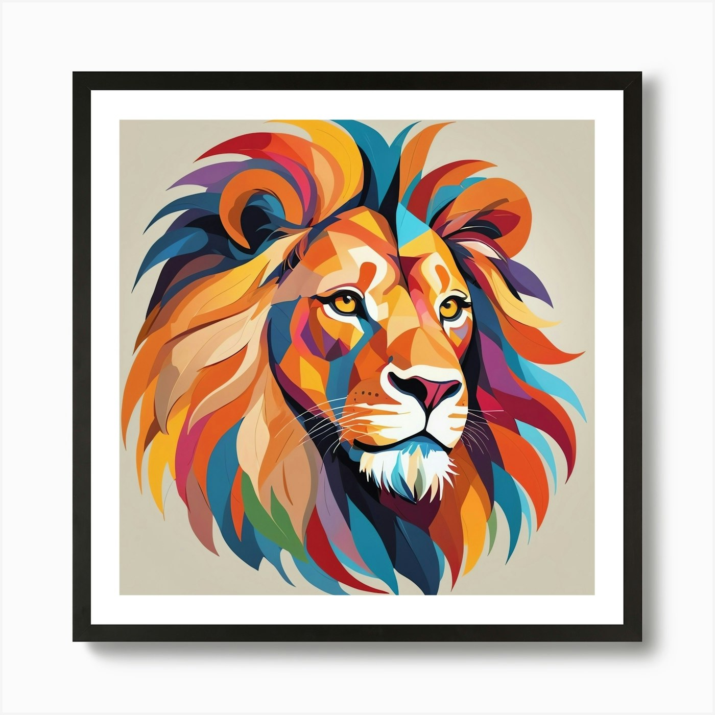 Colorful Lion 1 Art Print Framed Wall Art Poster Canvas Print Picture