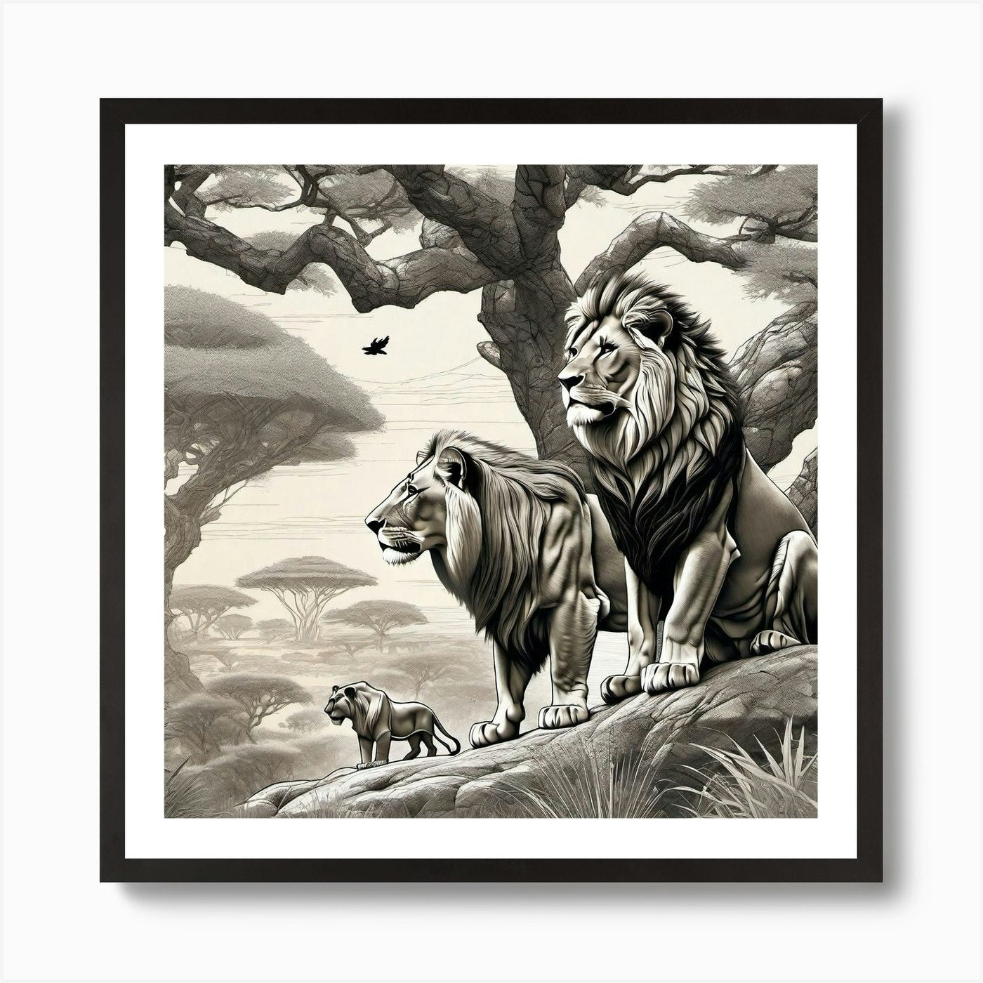 Lions In The Wild 1 Art Print Framed Wall Art Poster Canvas Print Picture