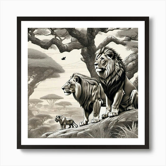 Lions In The Wild 1 Art Print Framed Wall Art Poster Canvas Print Picture