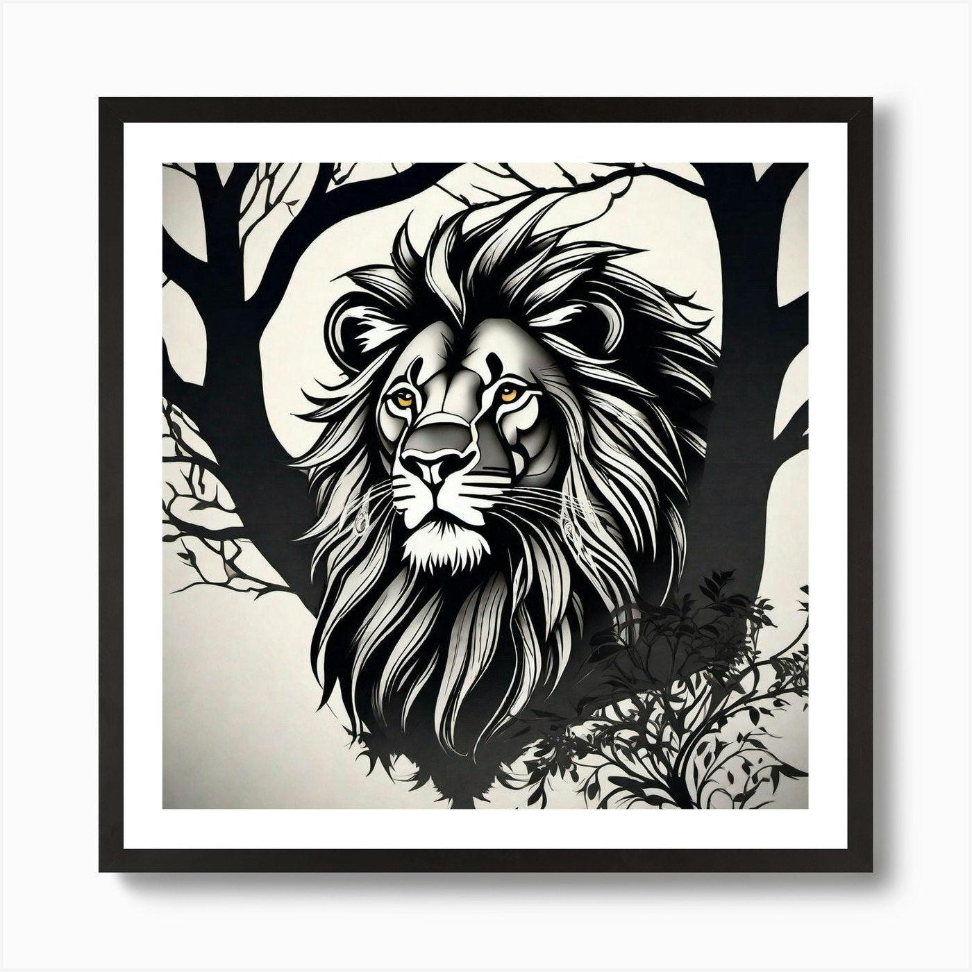 Lion In The Tree Art Print Framed Wall Art Poster Canvas Print Picture