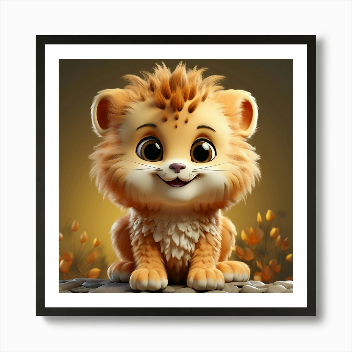 Cute Lion 7 Art Print Framed Wall Art Poster Canvas Print Picture