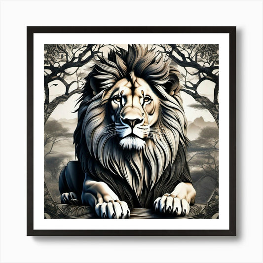 Lion In The Forest 25 Art Print Framed Wall Art Poster Canvas Print Picture