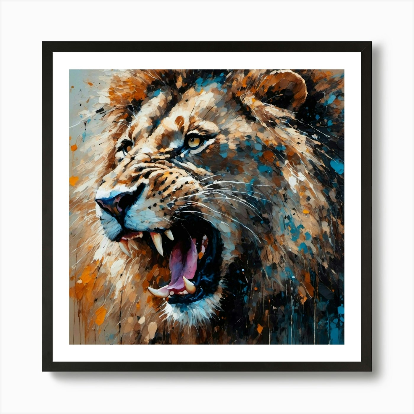 Roaring Lion Art Print Framed Wall Art Poster Canvas Print Picture