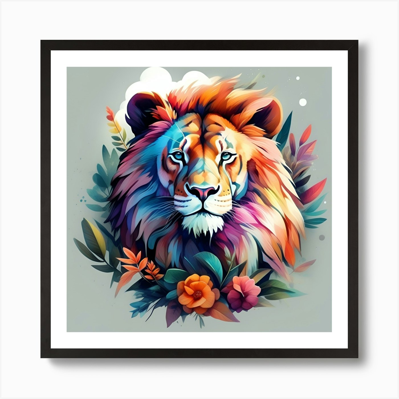 Colorful Lion Art Print Framed Wall Art Poster Canvas Print Picture