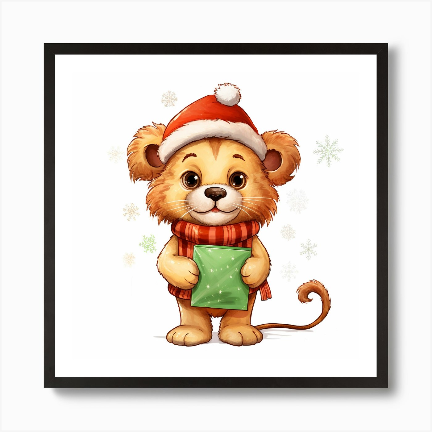 Christmas Lion 1 Art Print Framed Wall Art Poster Canvas Print Picture