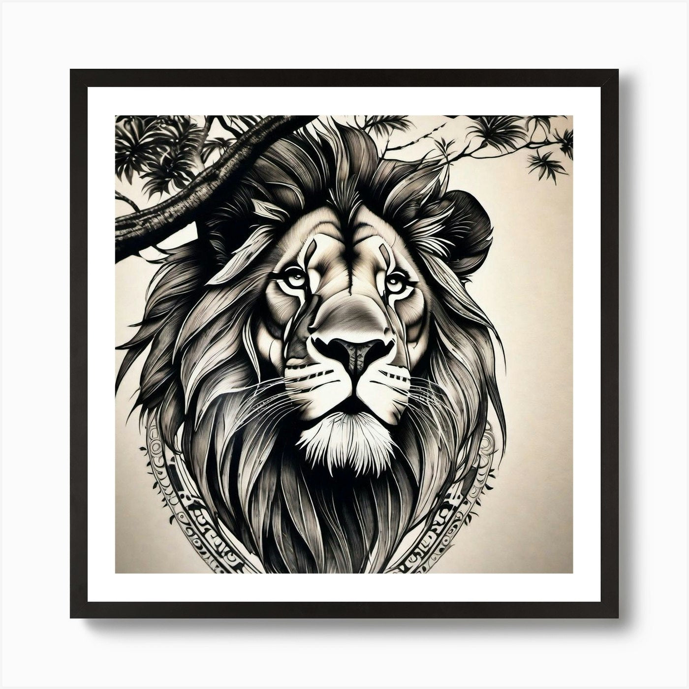 Lion Tattoo Design Art Print Framed Wall Art Poster Canvas Print Picture