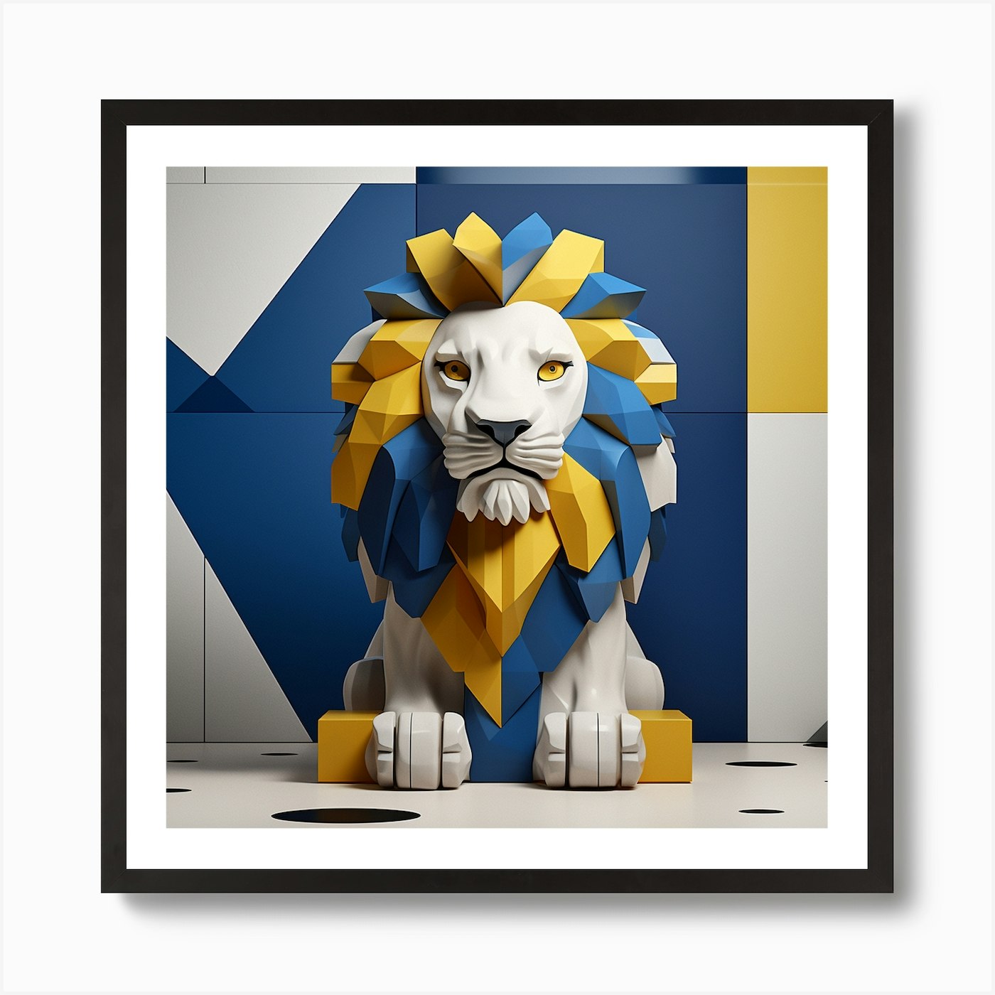 Lion 3d Illustration Art Print Framed Wall Art Poster Canvas Print Picture