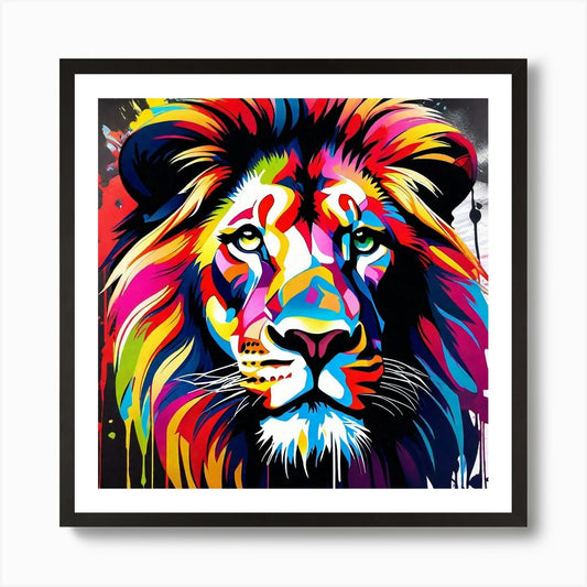 Colorful Lion 3 Art Print Framed Wall Art Poster Canvas Print Picture