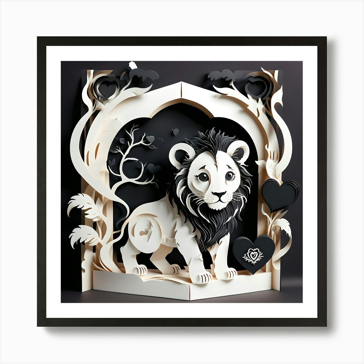 Lion In The Forest Art Print Framed Wall Art Poster Canvas Print Picture