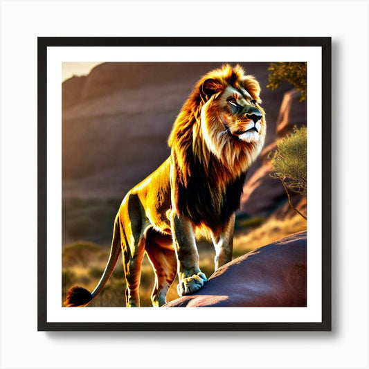 Lion In The Desert 1 Art Print Framed Wall Art Poster Canvas Print Picture