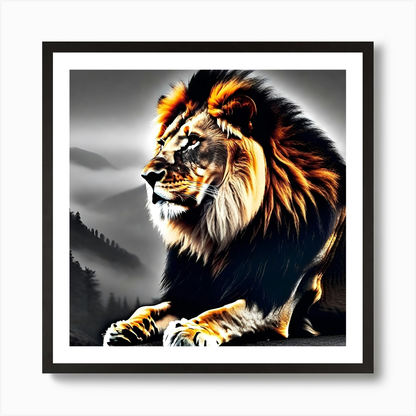 Lion Wallpaper 1 Art Print Framed Wall Art Poster Canvas Print Picture
