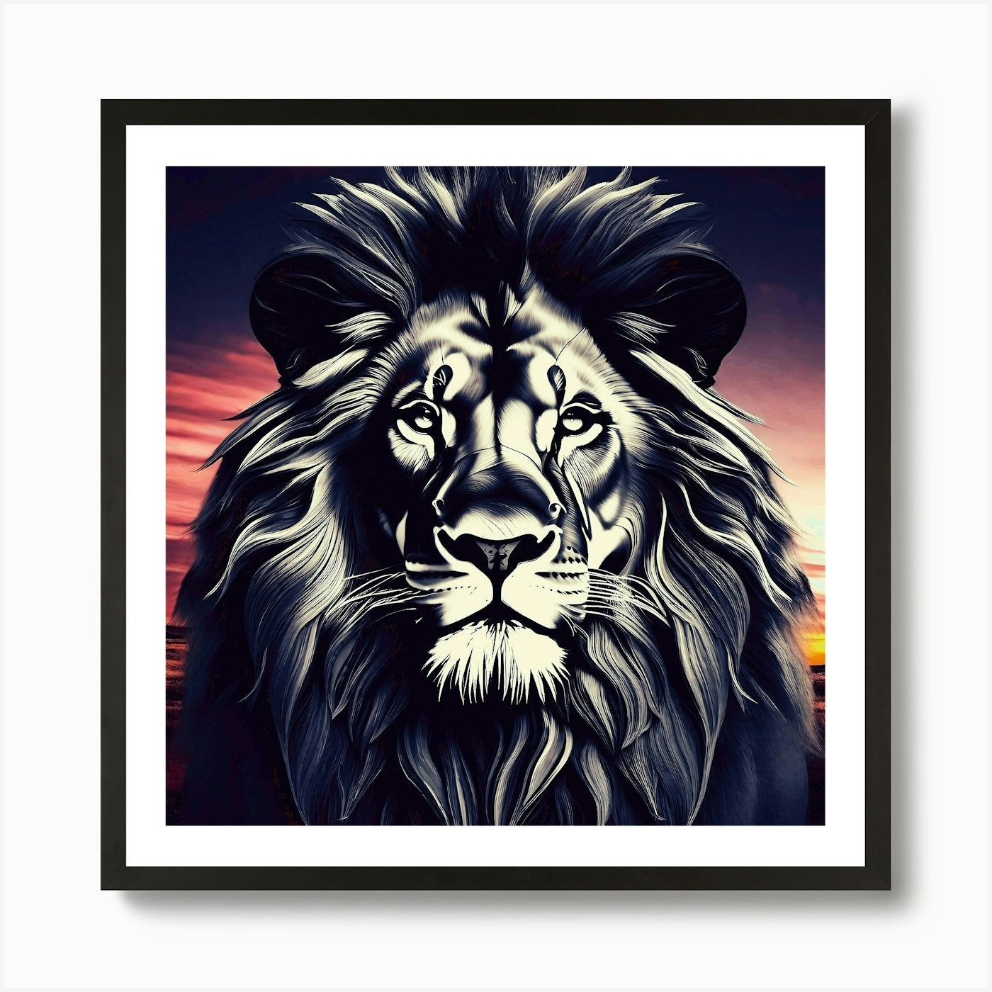 Lion At Sunset 1 Art Print Framed Wall Art Poster Canvas Print Picture