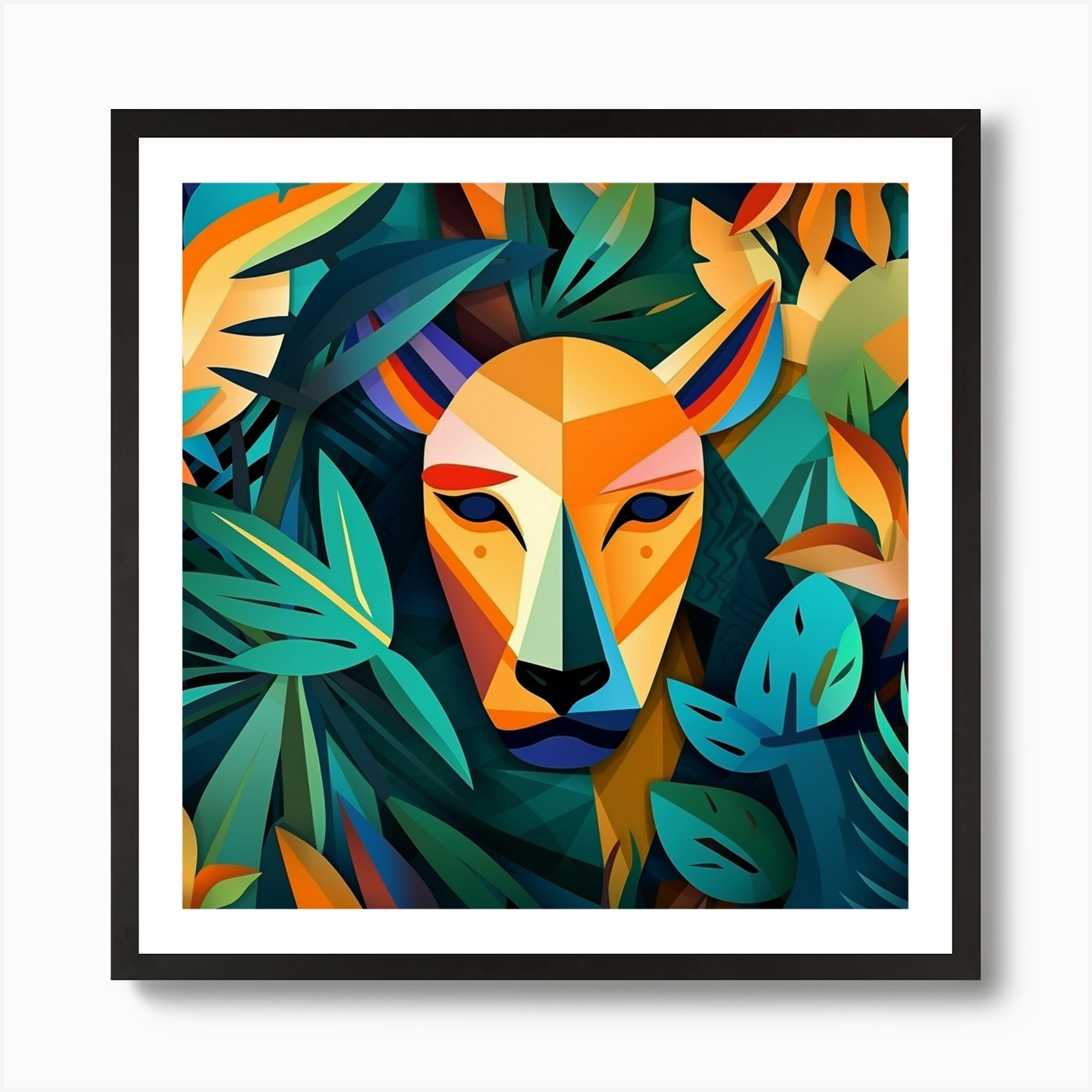 Lion In The Jungle 2 Art Print Framed Wall Art Poster Canvas Print Picture