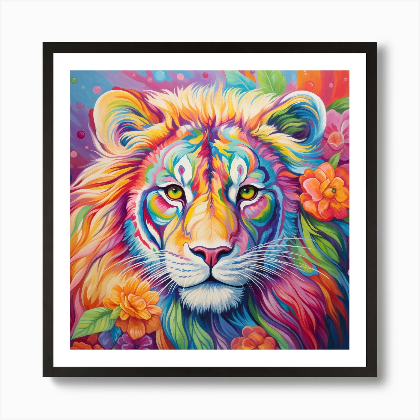 Colorful Lion Art Print Framed Wall Art Poster Canvas Print Picture