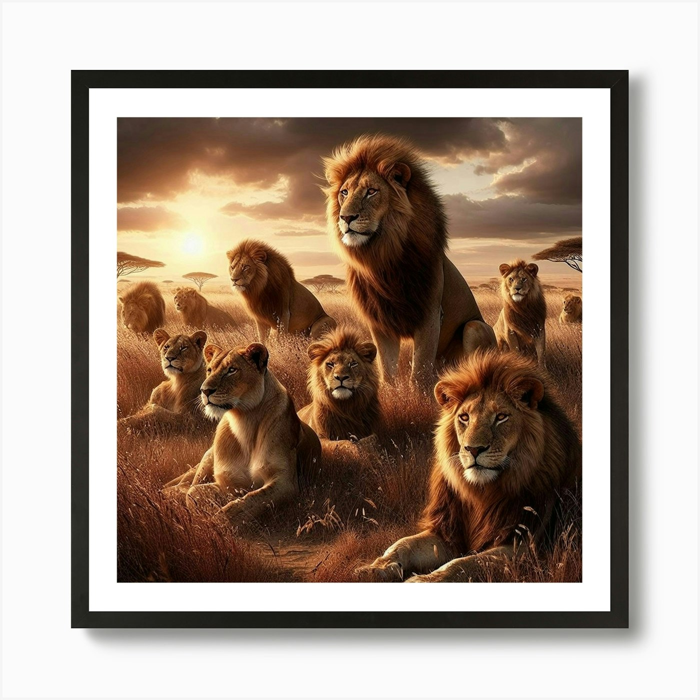 Lions Art Print Framed Wall Art Poster Canvas Print Picture