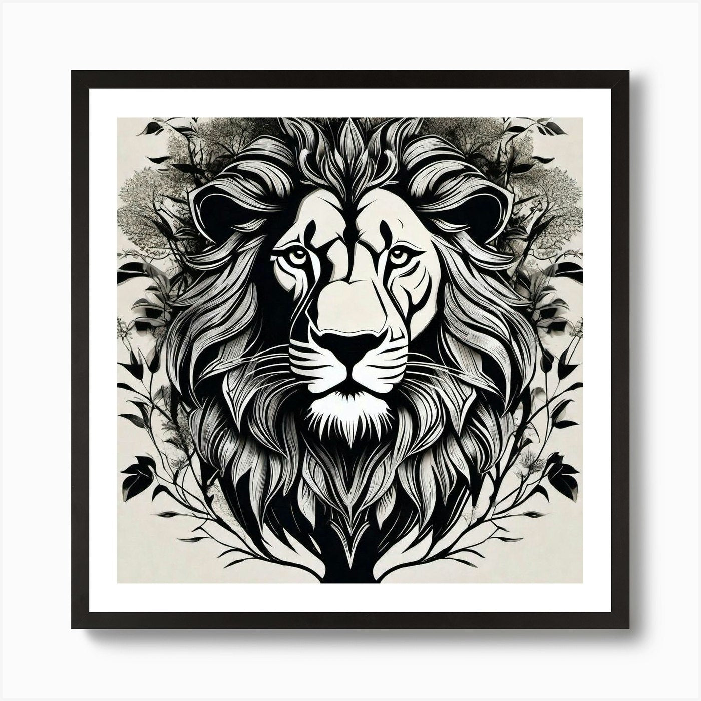 Lion Tree 1 Art Print Framed Wall Art Poster Canvas Print Picture