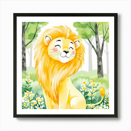 Lion In The Forest 1 Art Print Framed Wall Art Poster Canvas Print Picture