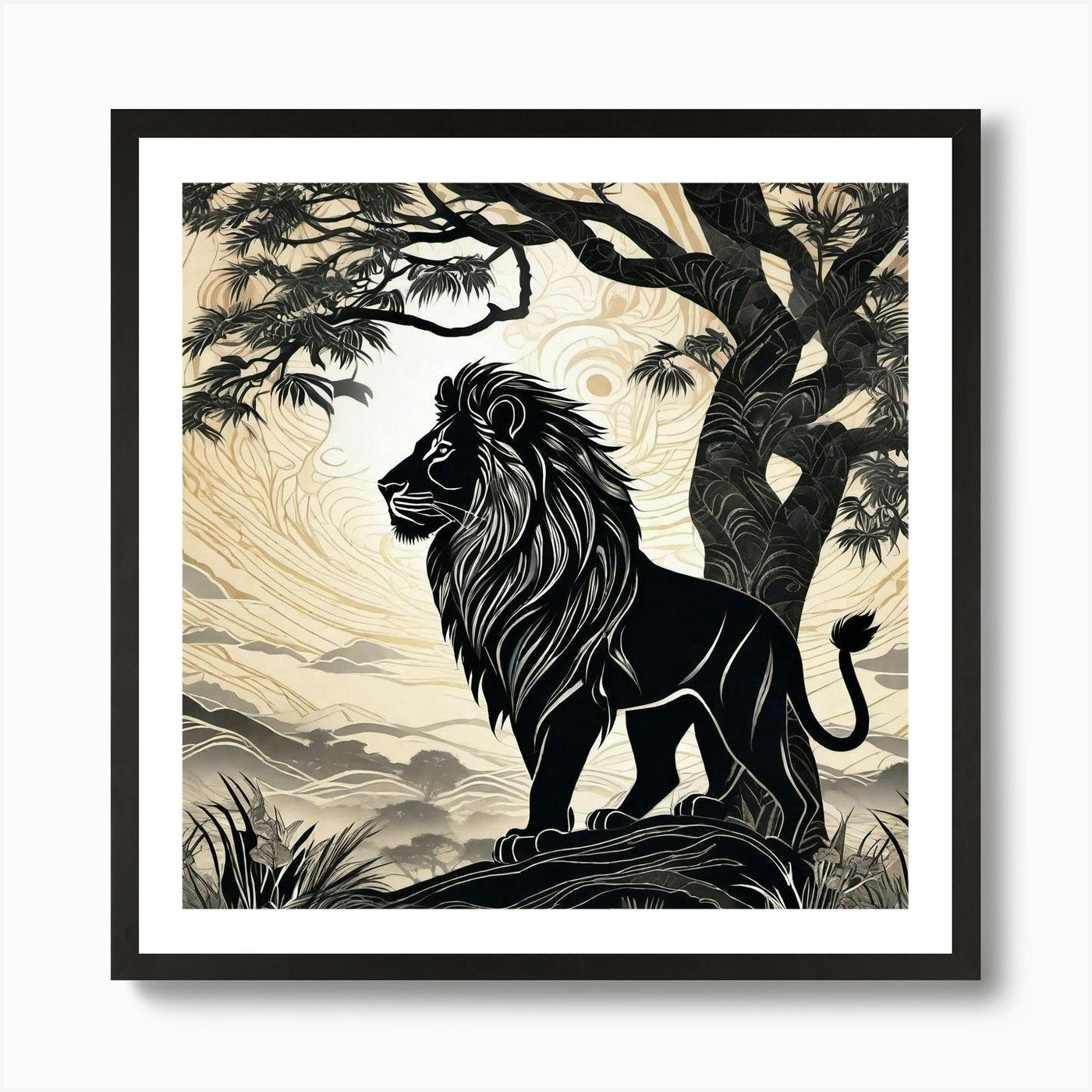 Lion In The Forest 29 Art Print Framed Wall Art Poster Canvas Print Picture