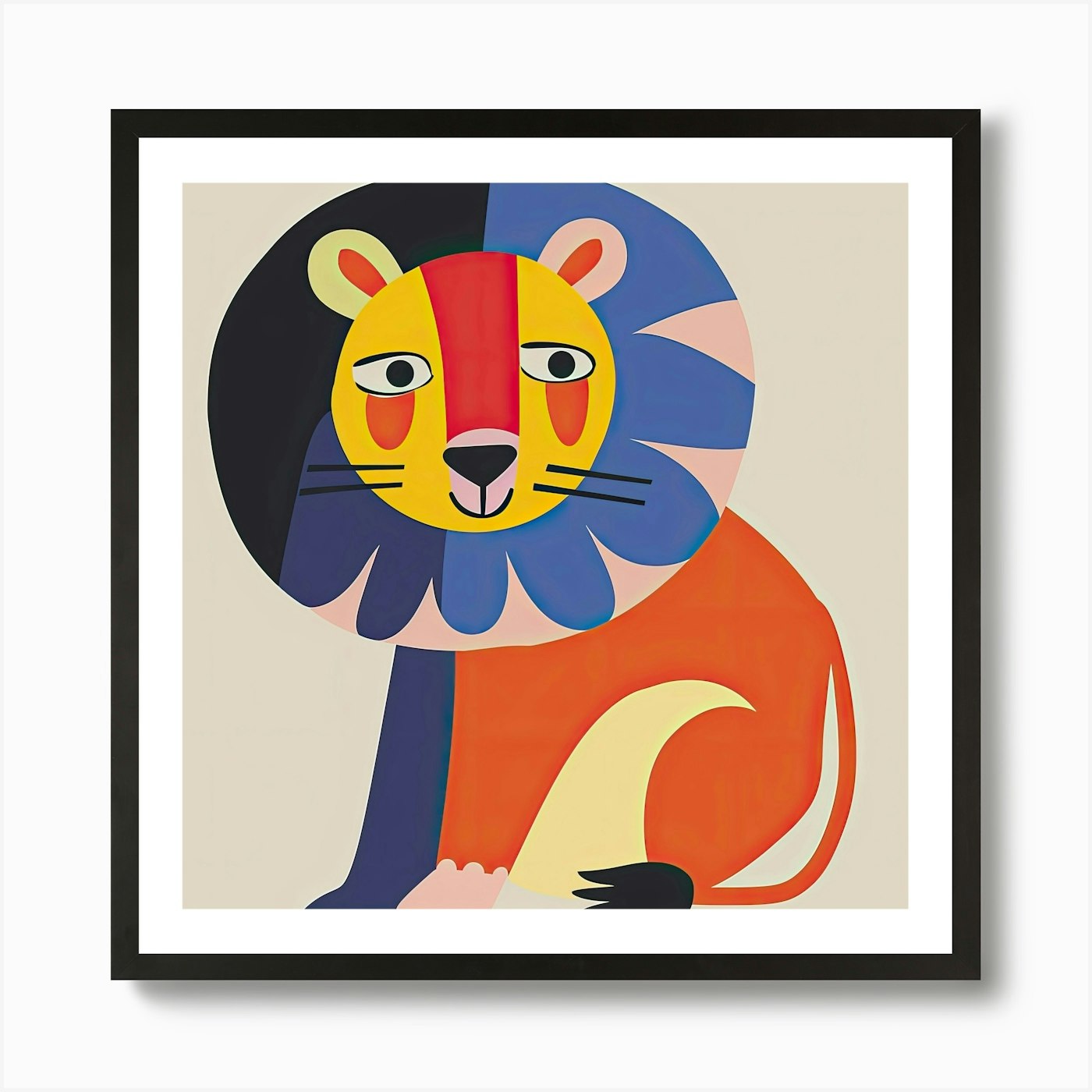 Charming Illustration Lion 3 Art Pr Framed Wall Art Poster Canvas Print Picture