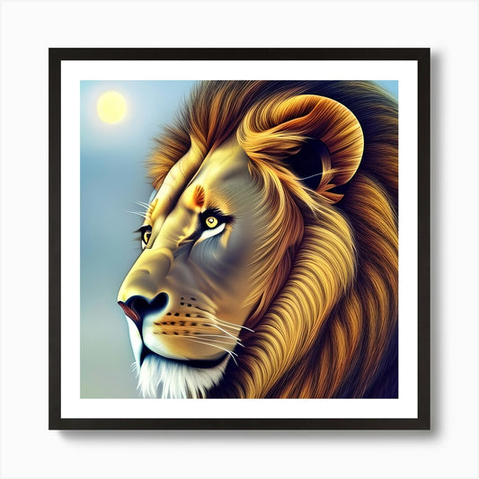 Lion Profile Art Print Framed Wall Art Poster Canvas Print Picture