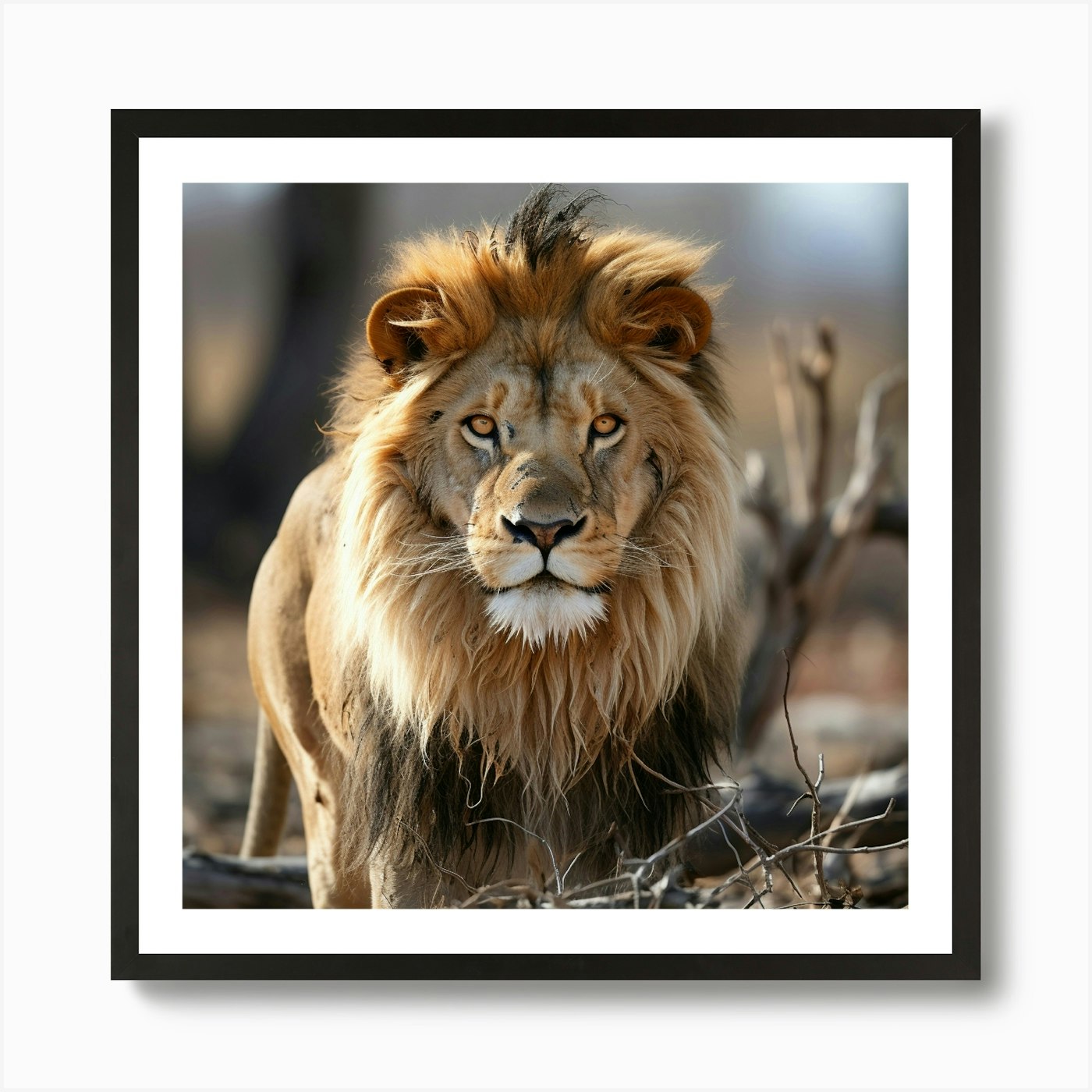 Lion In The Wild Art Print Framed Wall Art Poster Canvas Print Picture