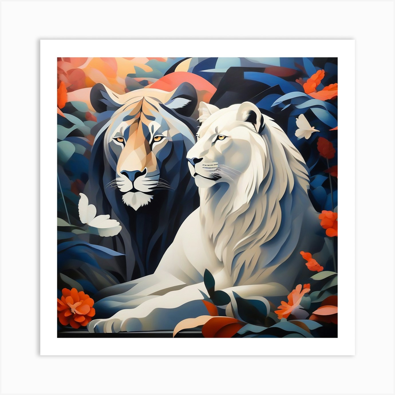 Lions Art Print Framed Wall Art Poster Canvas Print Picture