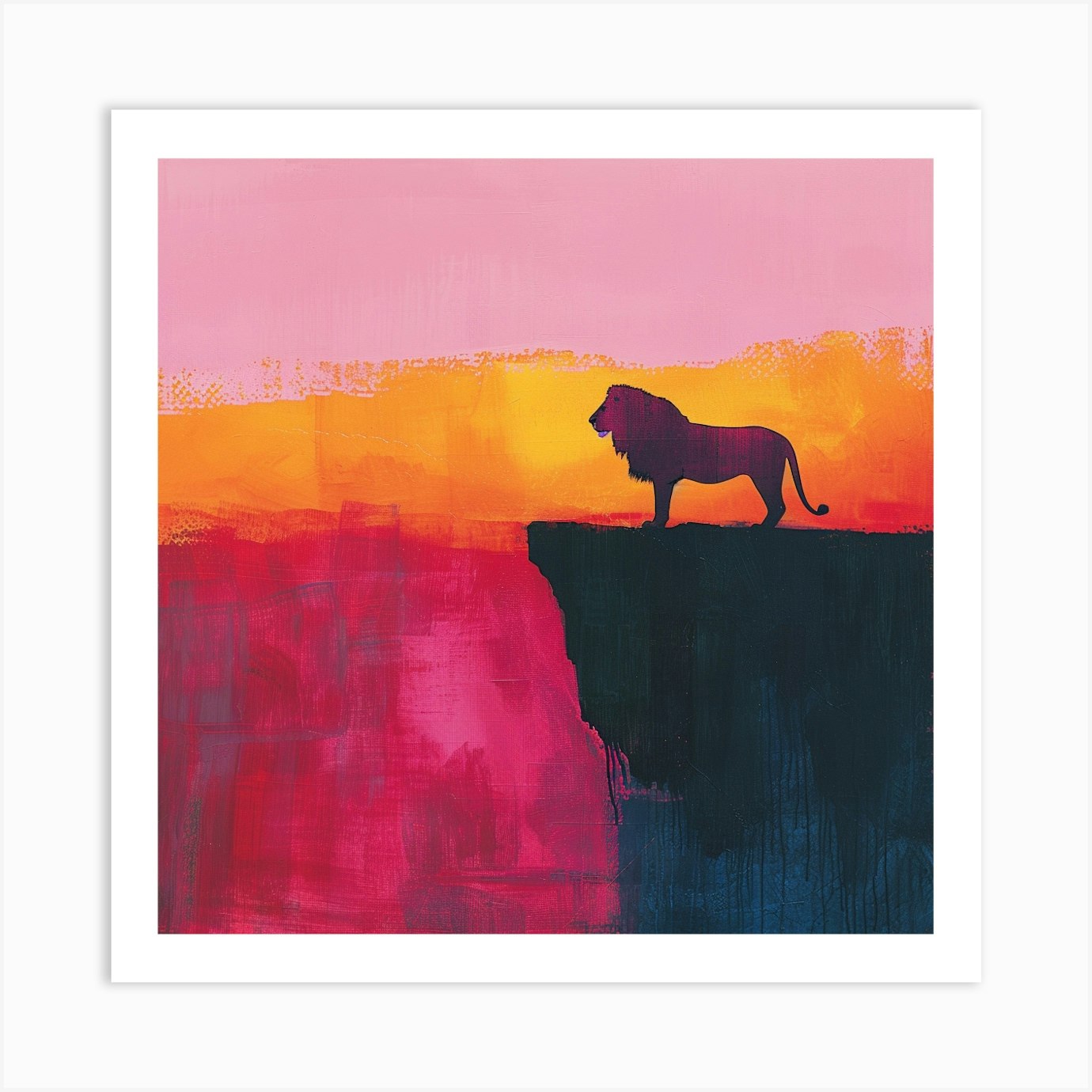 Lion On The Cliff Canvas Print Art  Framed Wall Art Poster Canvas Print Picture