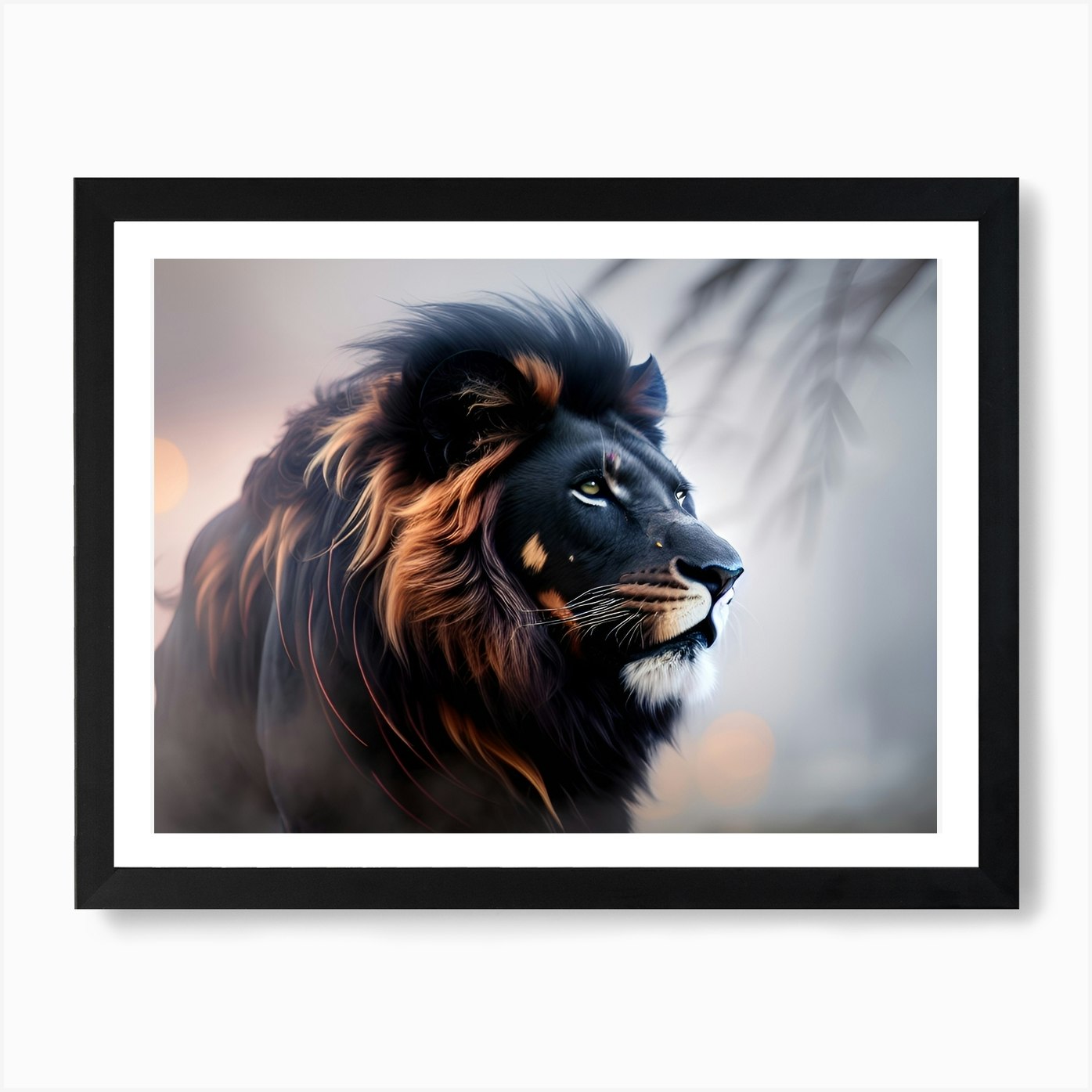 Lion dark 3 Art Print Framed Wall Art Poster Canvas Print Picture