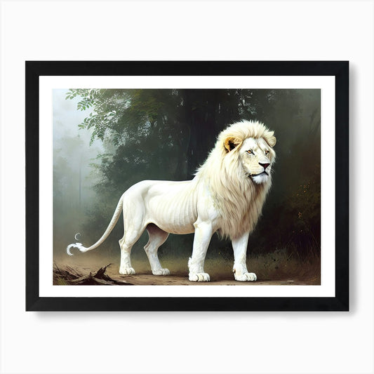 White Lion 10 Art Print Framed Wall Art Poster Canvas Print Picture